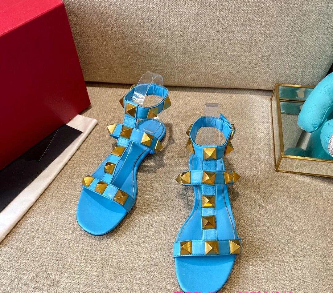 2023 Summer New Round Toe Open Toe Flat Women's Shoes Rivet High Top Roman Sandals Fashion Sandals - Image 8