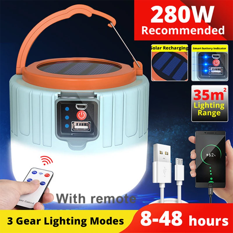 Solar LED Camping Light Waterproof Portable Tent Lamp Rechargeable Lanterns Outdoor Emergency Lights Market Energy Saving Bulb - Image 8