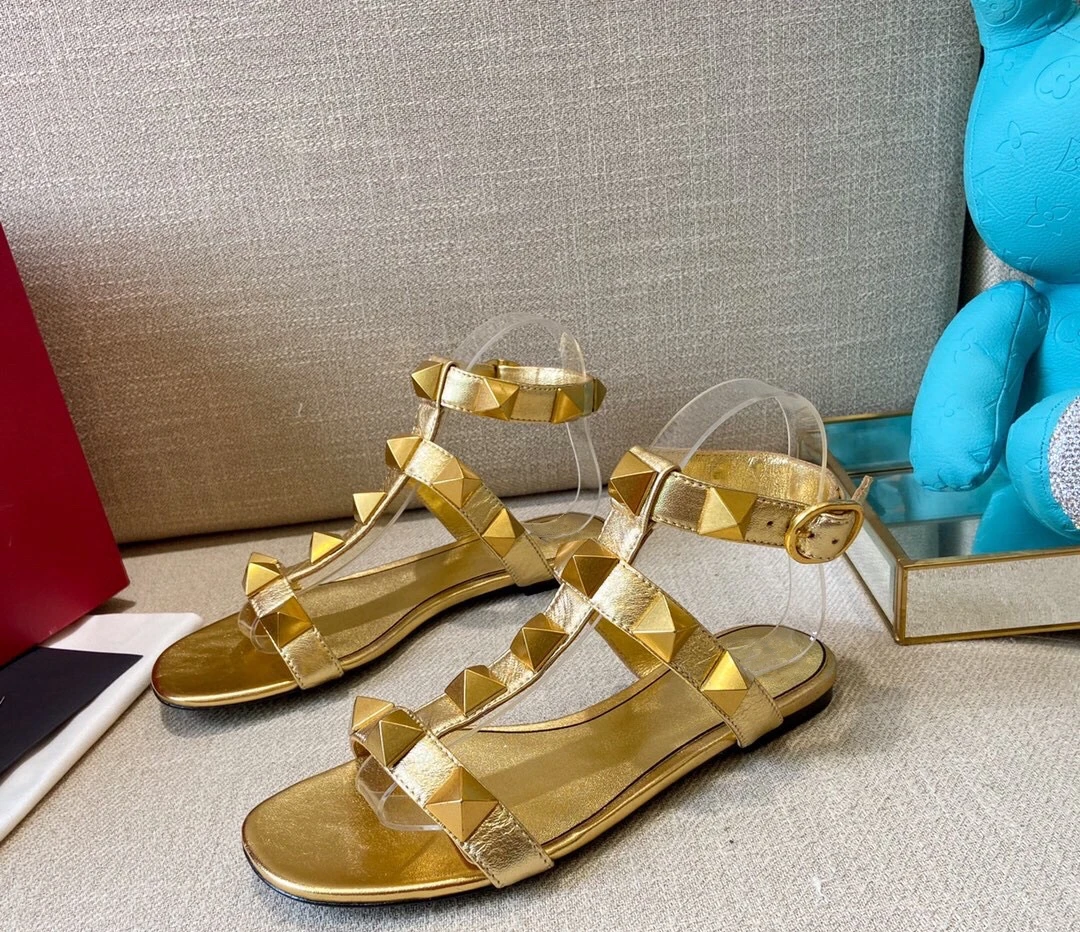 2023 Summer New Round Toe Open Toe Flat Women's Shoes Rivet High Top Roman Sandals Fashion Sandals - Image 7