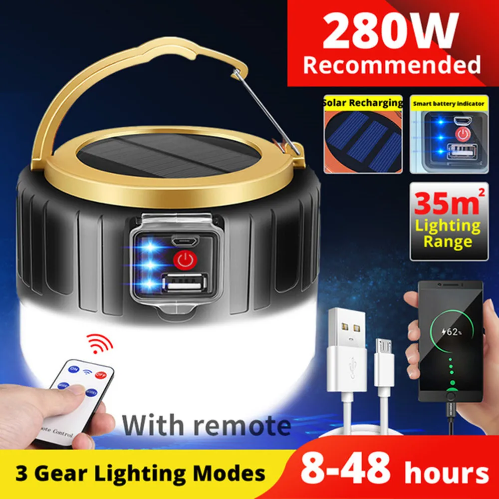 Solar LED Camping Light Waterproof Portable Tent Lamp Rechargeable Lanterns Outdoor Emergency Lights Market Energy Saving Bulb - Image 9