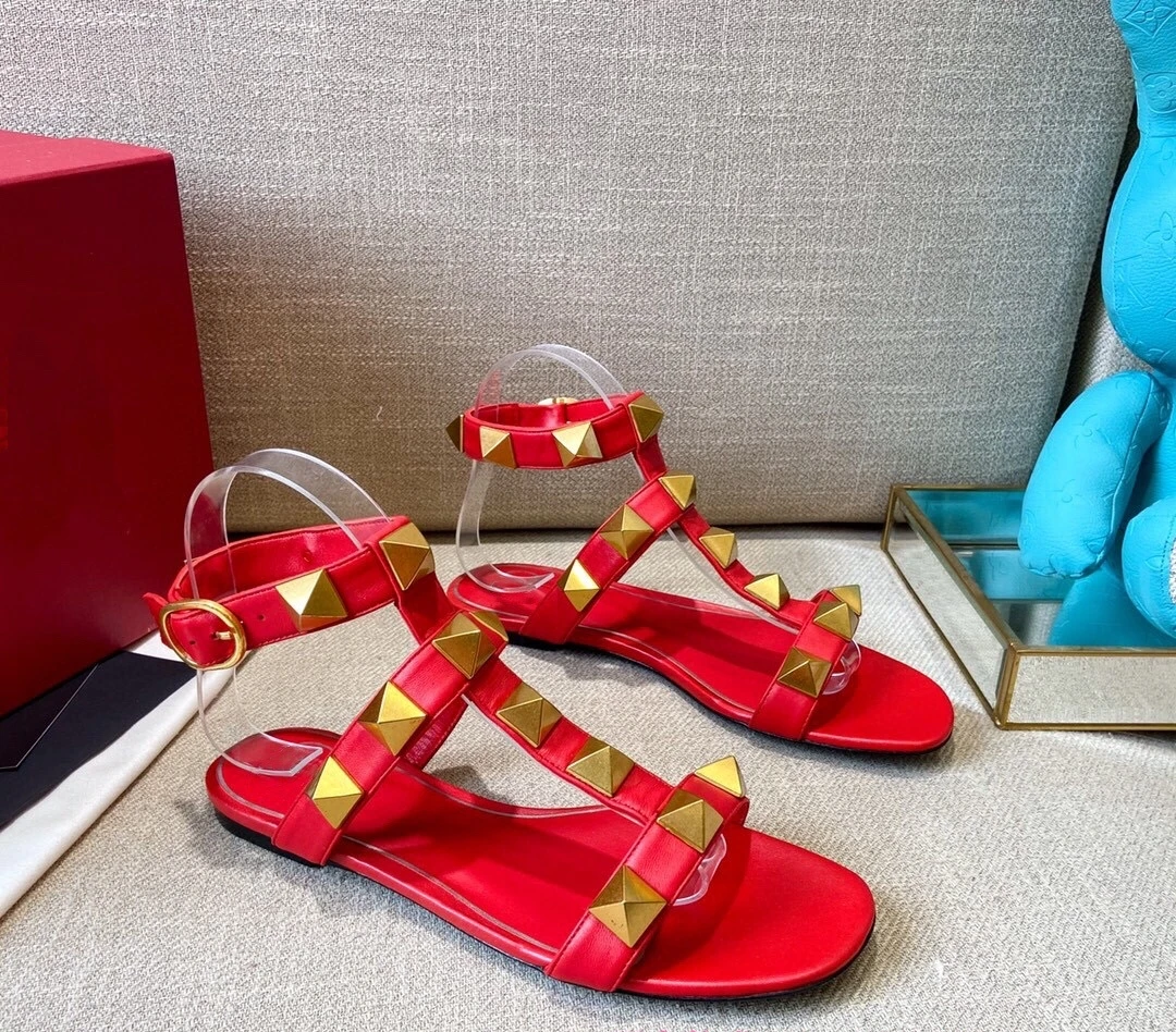 2023 Summer New Round Toe Open Toe Flat Women's Shoes Rivet High Top Roman Sandals Fashion Sandals - Image 6