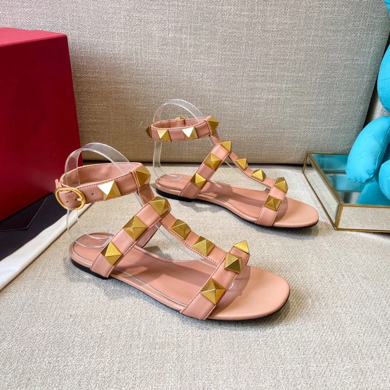 2023 Summer New Round Toe Open Toe Flat Women's Shoes Rivet High Top Roman Sandals Fashion Sandals - Image 4