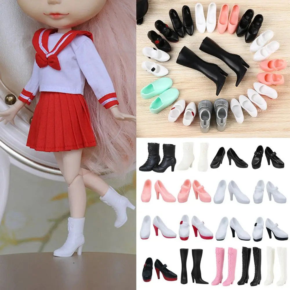 1Pair Plastic Doll Multistyles Long Knees Boots 1/3 1/6 Doll Shoes Fashion Female Doll Boots Fit Foot Length 2cm Dolls Shoes - Image 2
