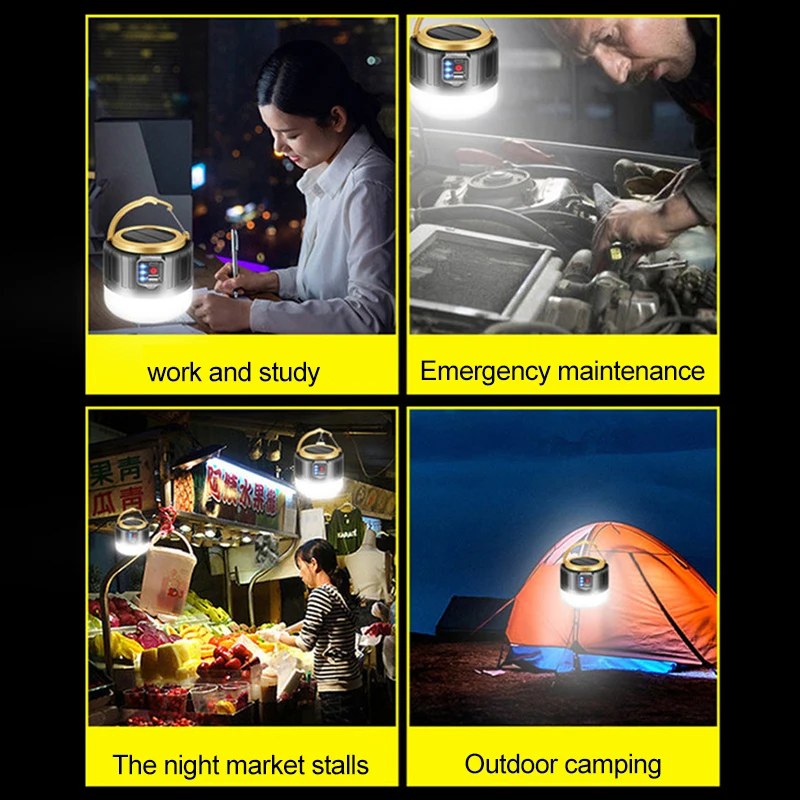 Solar LED Camping Light Waterproof Portable Tent Lamp Rechargeable Lanterns Outdoor Emergency Lights Market Energy Saving Bulb - Image 6