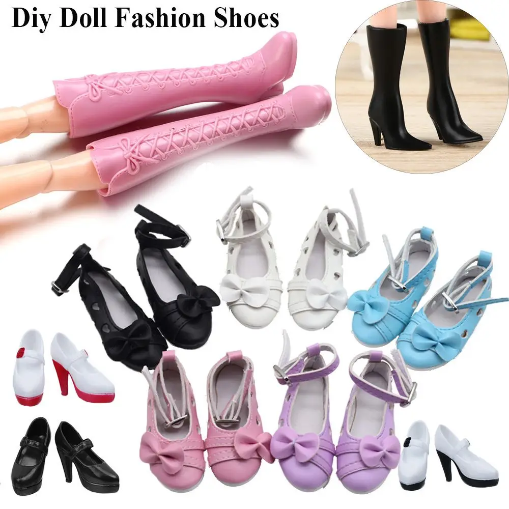 1Pair Plastic Doll Multistyles Long Knees Boots 1/3 1/6 Doll Shoes Fashion Female Doll Boots Fit Foot Length 2cm Dolls Shoes - Image 3